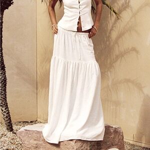 Princess Polly Tearose Linen Blend Maxi Skirt